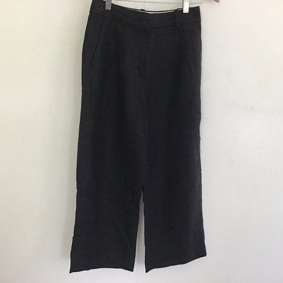Aritzia Wilfred Effortless Black Linen Blend Pleated Front Wide Leg Pants Size 2